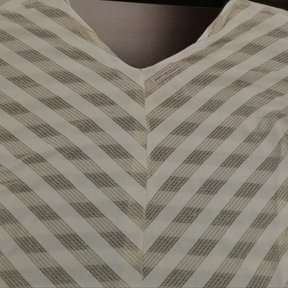 Body Central Sheer White and Gold Top